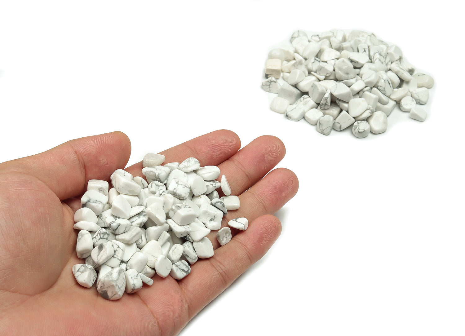 Howlite Crystal Chips - Semi Tumbled Stone - Bulk - 7-12mm - CP1058