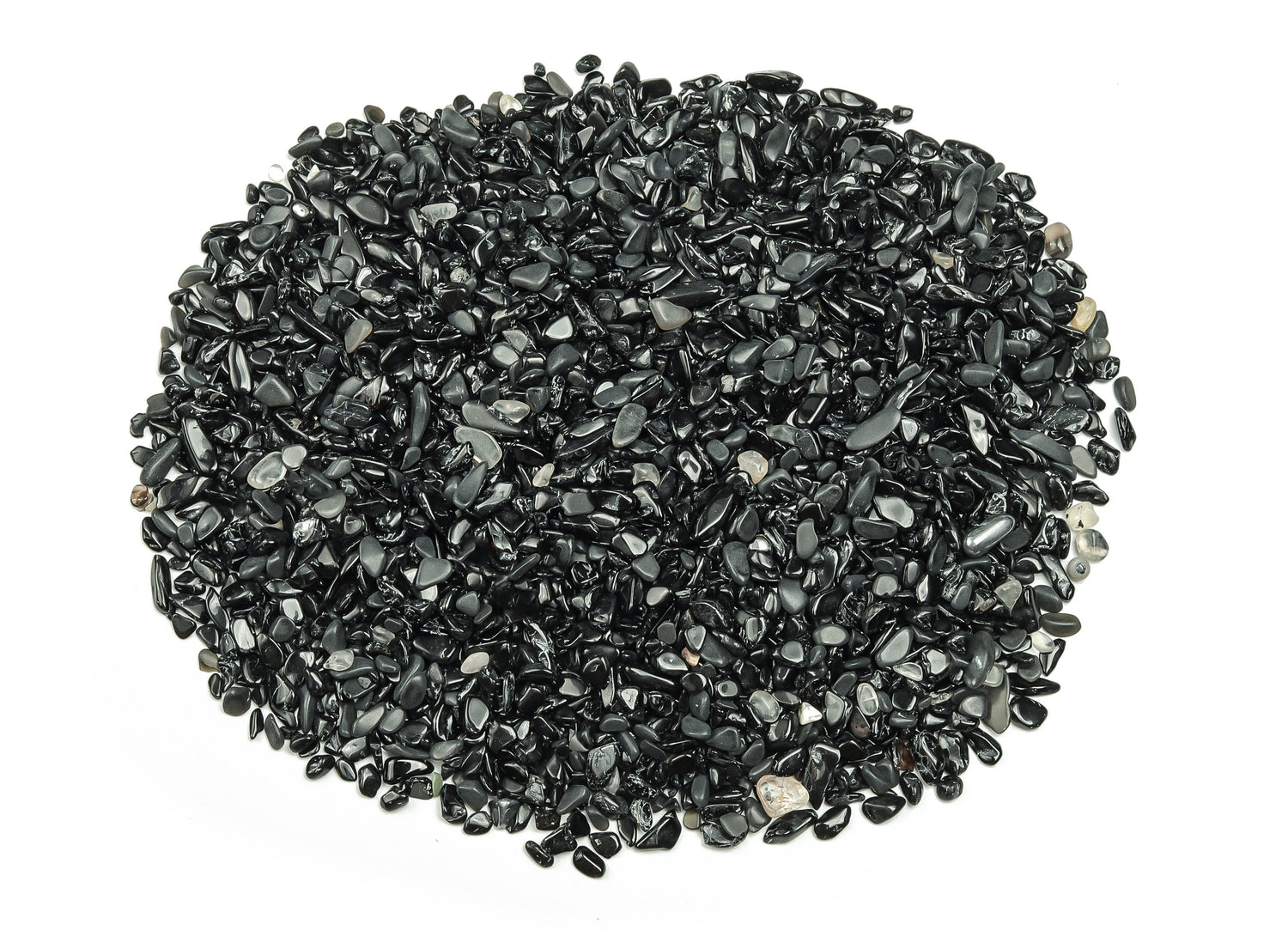 Black Tourmaline Crystal Chips - Semi Tumbled Stone - Bulk - 2-6mm - CP1082