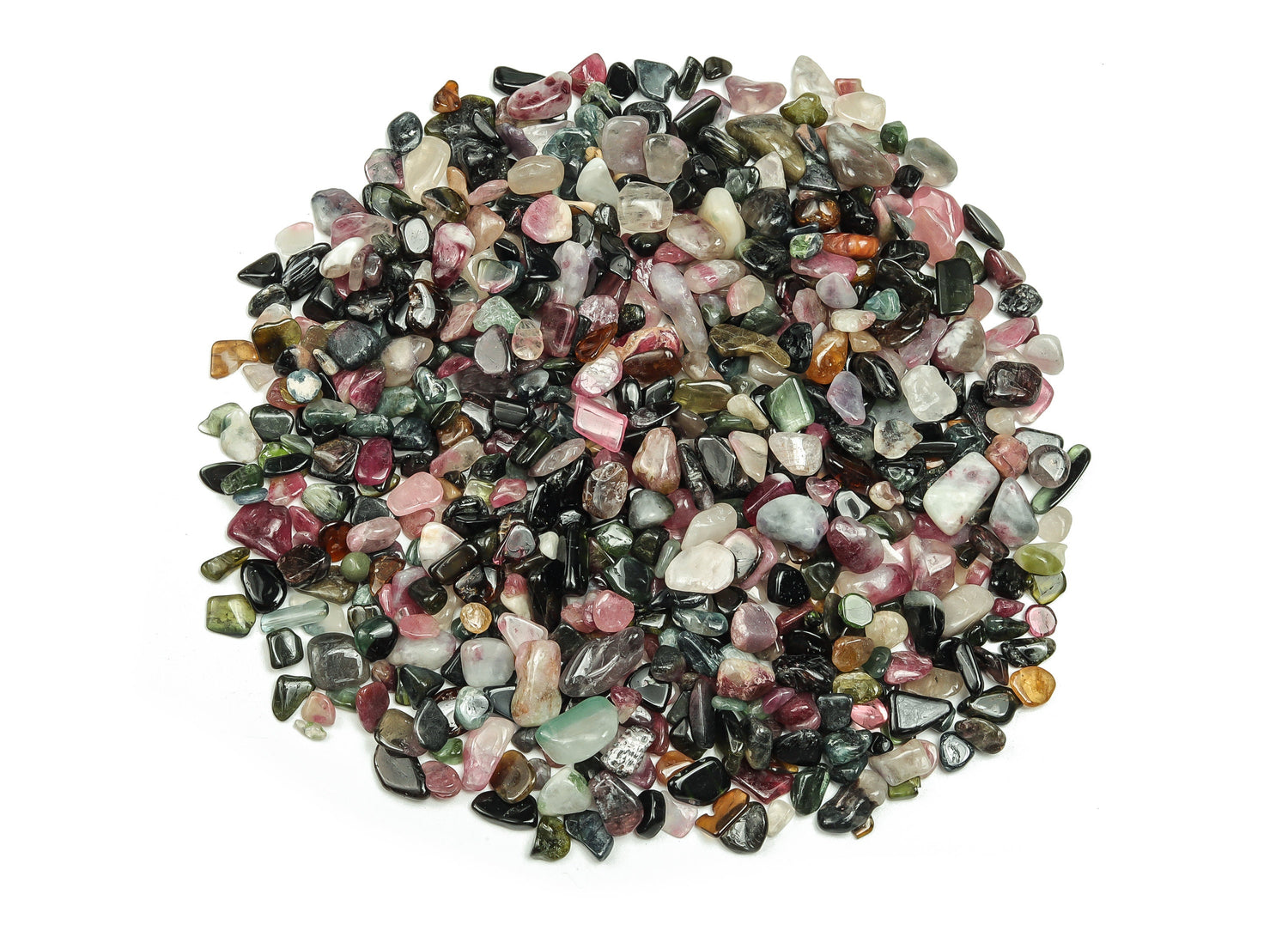 Rainbow Tourmaline Crystal Chips - Semi Tumbled Stone - Bulk - 7-12mm - CP1088
