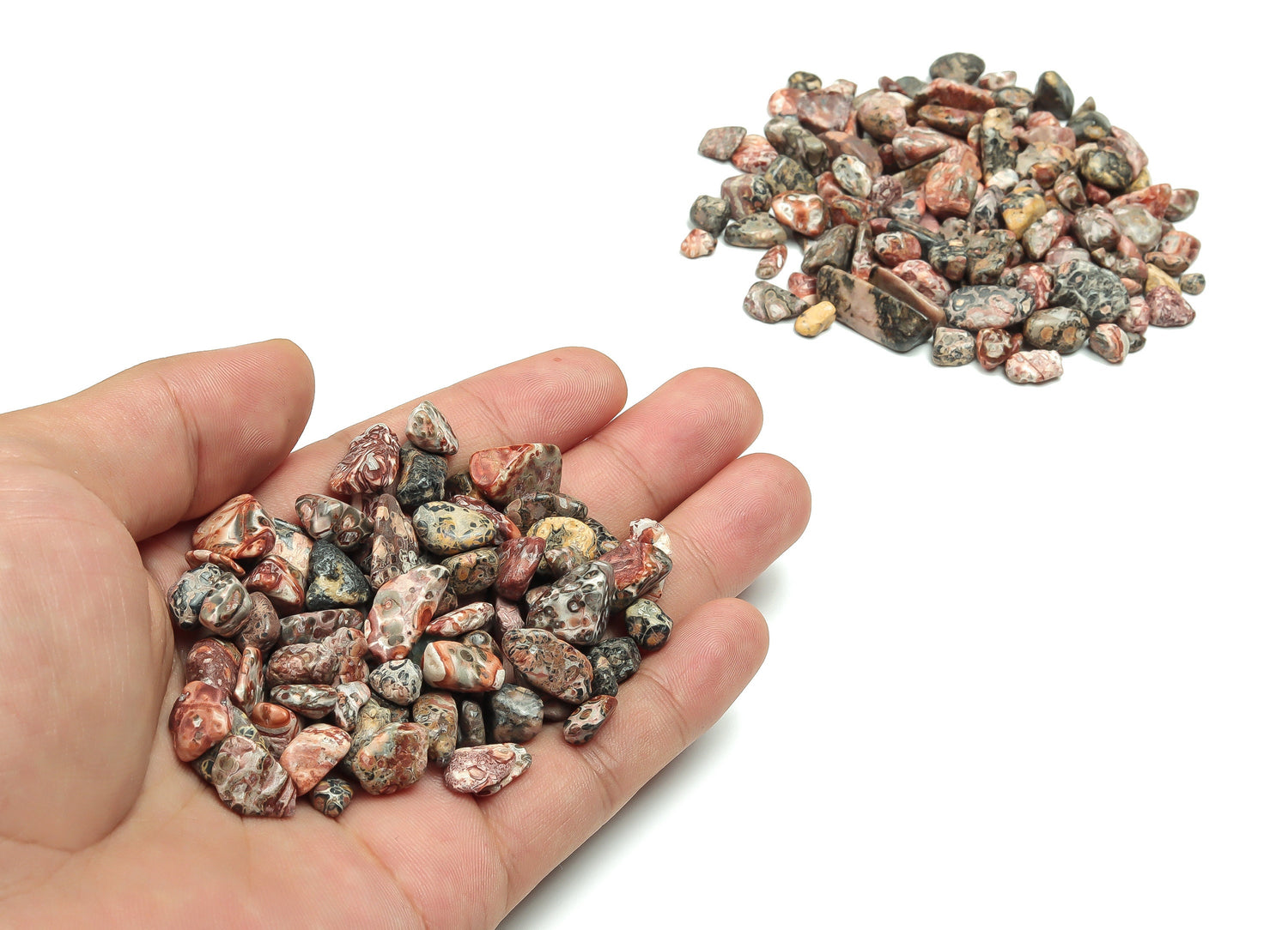 Leopard Skin Jasper Crystal Chips - Semi Tumbled Stone - Bulk - 7-12mm - CP1104