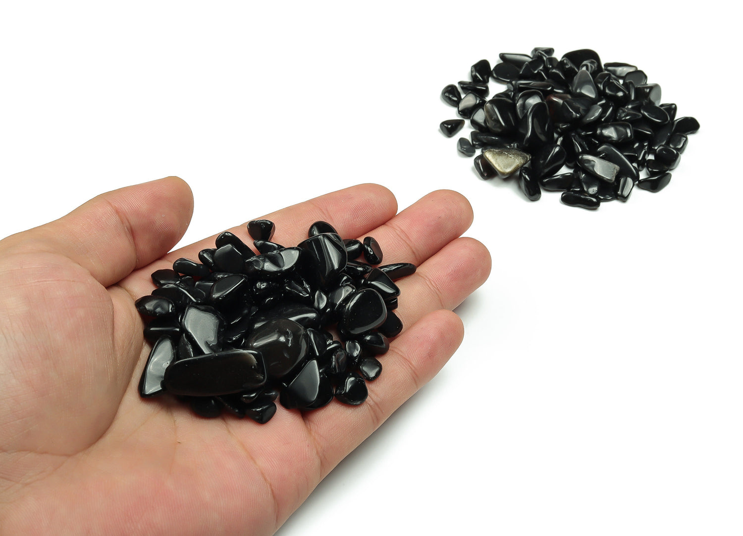 Obsidian Crystal Chips - Semi Tumbled Stone - Bulk - 7-12mm - CP1147