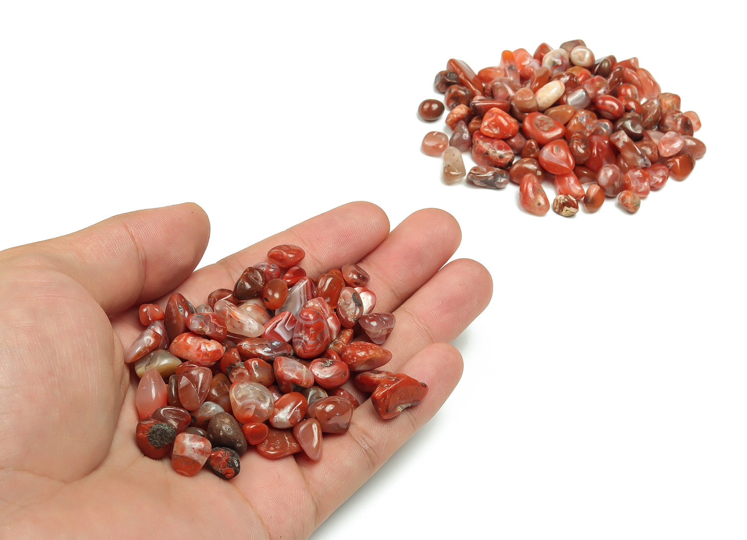 Red Agate Crystal Chips - Semi Tumbled Stone - Bulk - 7-12mm - CP1149