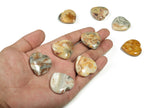 30mm Crazy Lace Agate heart-shaped gemstone from GemstoneGO, showcasing intricate lace-like patterns and rich earthy tones.