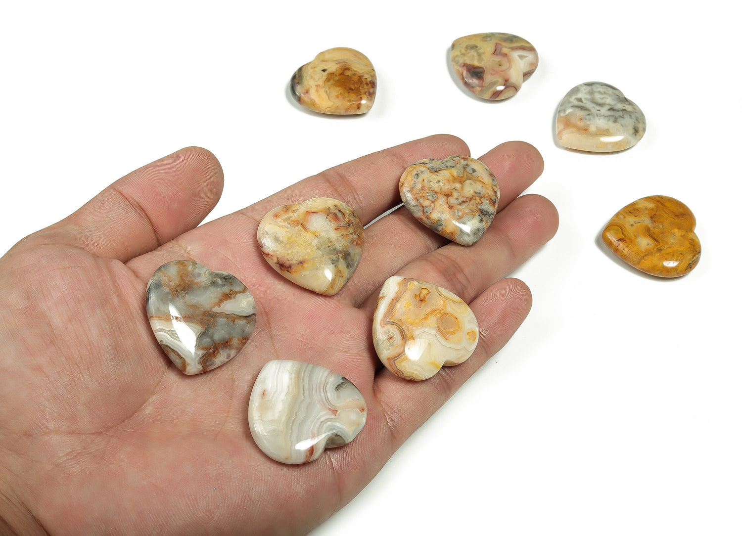 Crazy Lace Agate Hearts Gemstone  - 30mm - HE1179