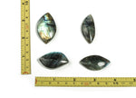 Labradorite leaf-shaped gemstone from GemstoneGO, featuring vibrant iridescent colors, ideal for jewelry making and crafting.