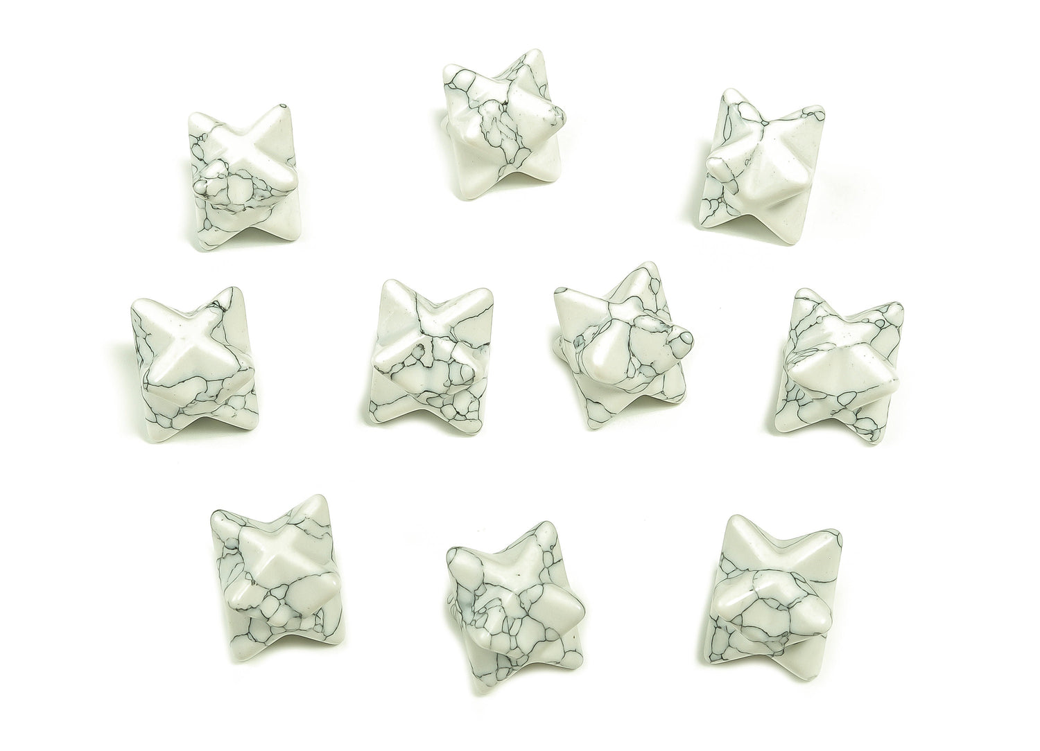 Howlite Merkaba Star Crystal - Reiki Healing - 13mm - ME1005