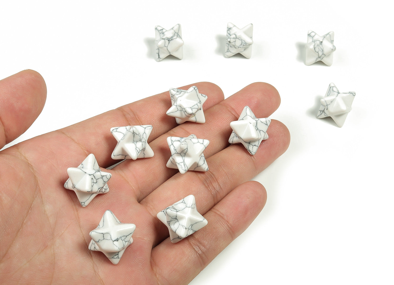 Howlite Merkaba Star Crystal - Reiki Healing - 13mm - ME1005