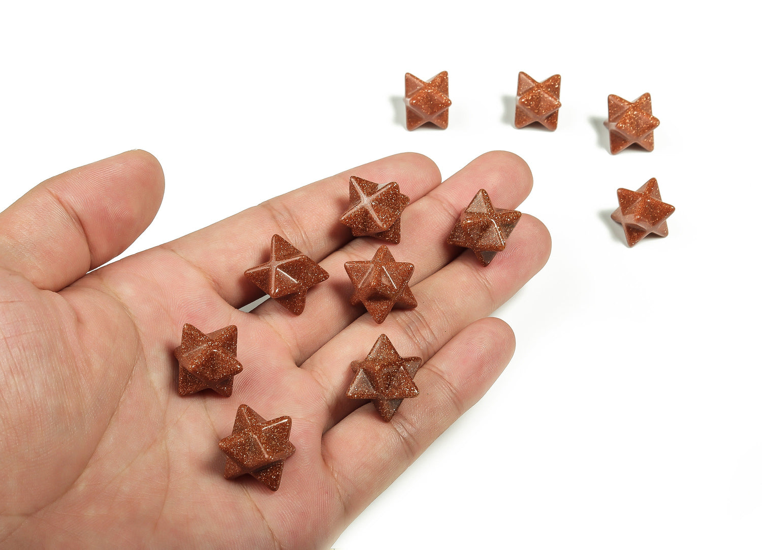 Goldstone Merkaba Star Crystal - Reiki Healing - 13mm - ME1007
