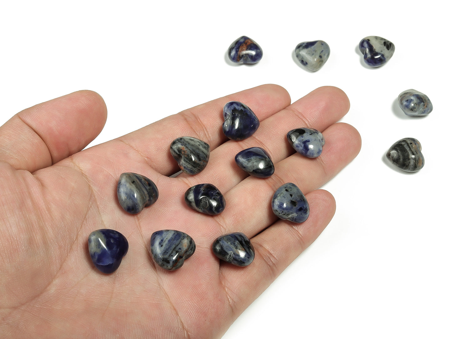 Sodalite Heart Gemstone - Puffy Heart Shaped - 15x15x9mm - HE1001