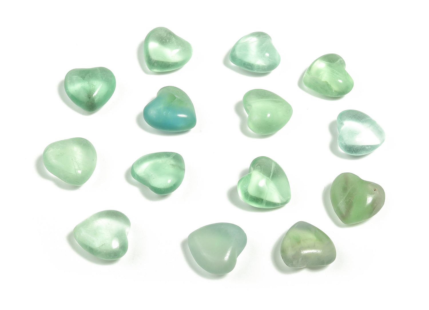 Fluorite Heart Gemstone - Puffy Heart Shaped - 15x15x9mm - HE1002
