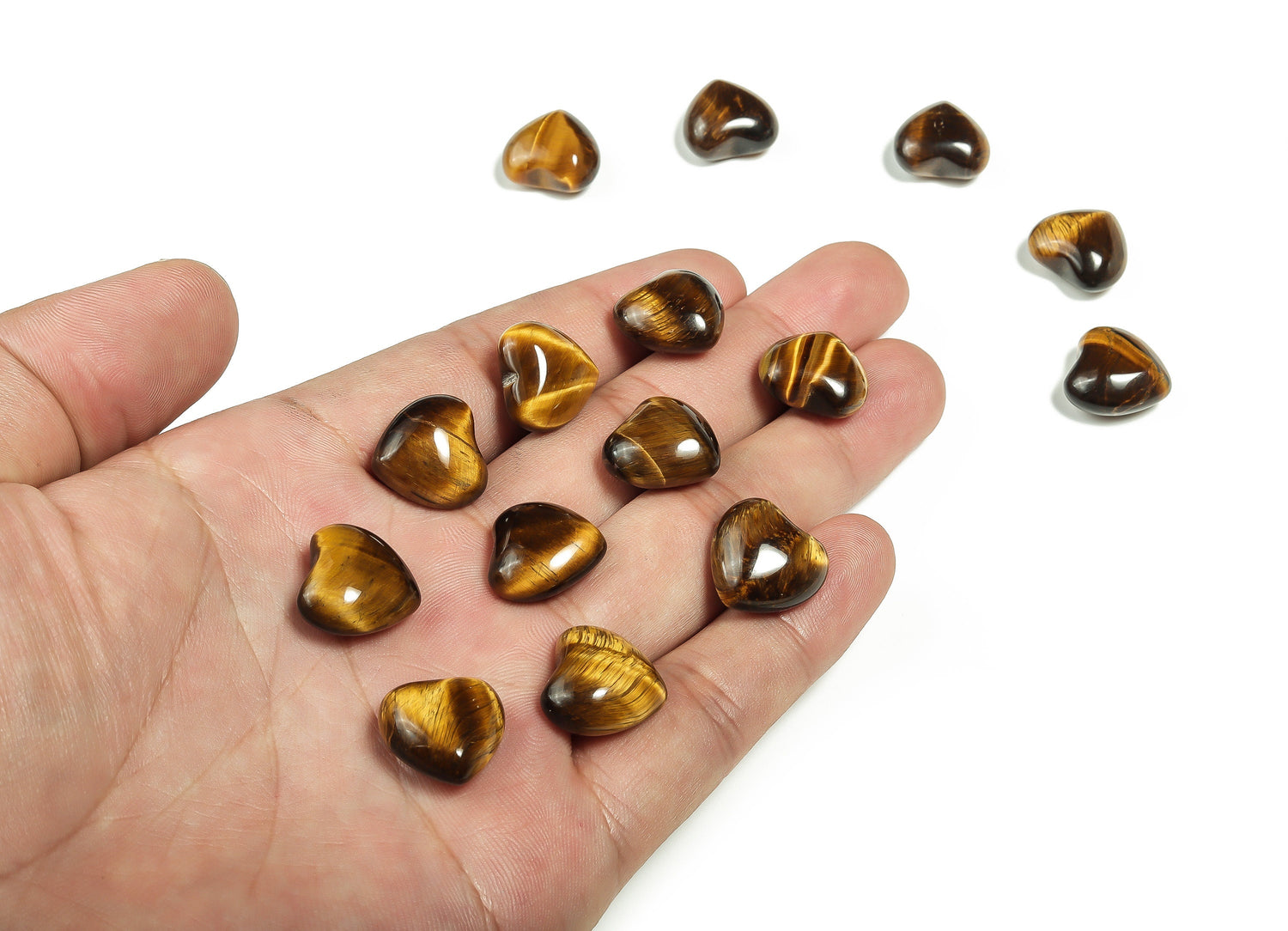 Tiger Eye Heart Gemstone - Puffy Heart Shaped - 15x15x9mm - HE1007