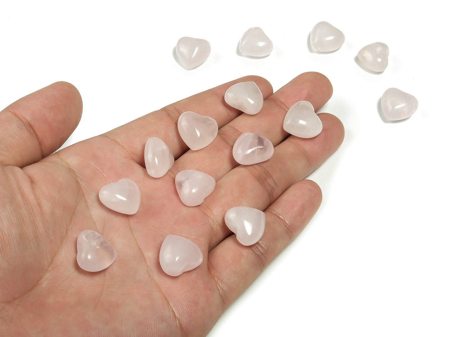 Pierre précieuse en quartz rose en forme de cœur ?€? Quartz rose en forme de cœur bombé - Pierre précieuse en quartz rose non sertie ?€? Cristal naturel ?€? 15 x 15 x 9 mm - HE1013