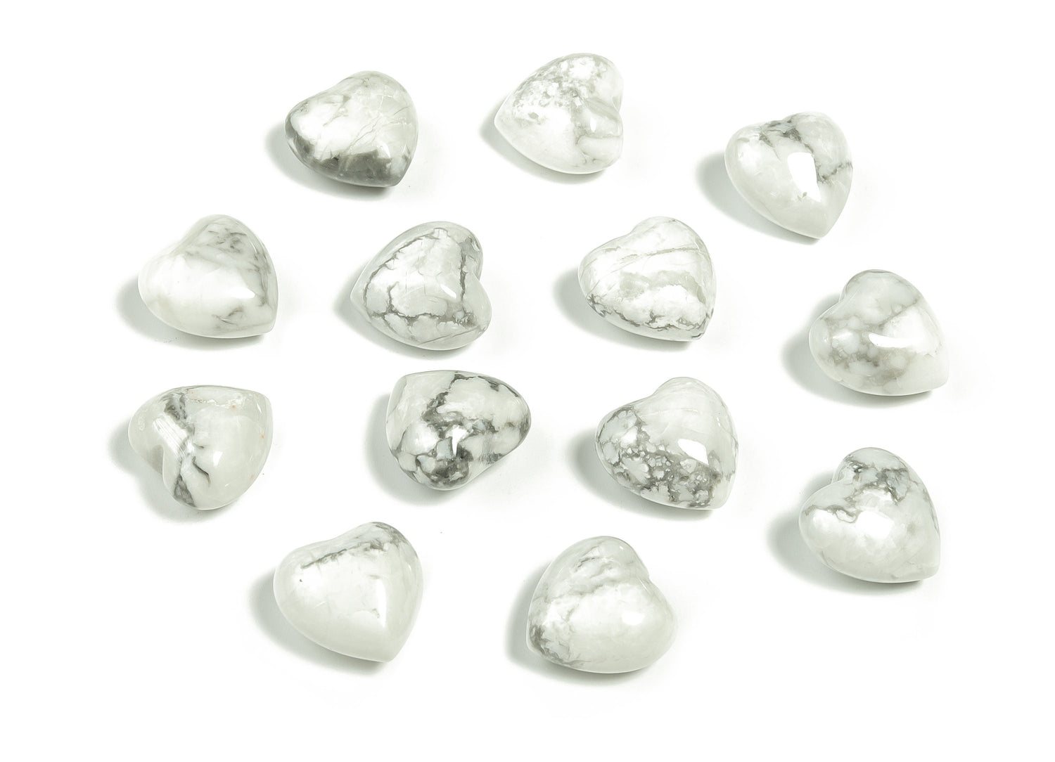 Howlite Heart Gemstone - Puffy Heart Shaped - 15x15x9mm - HE1014