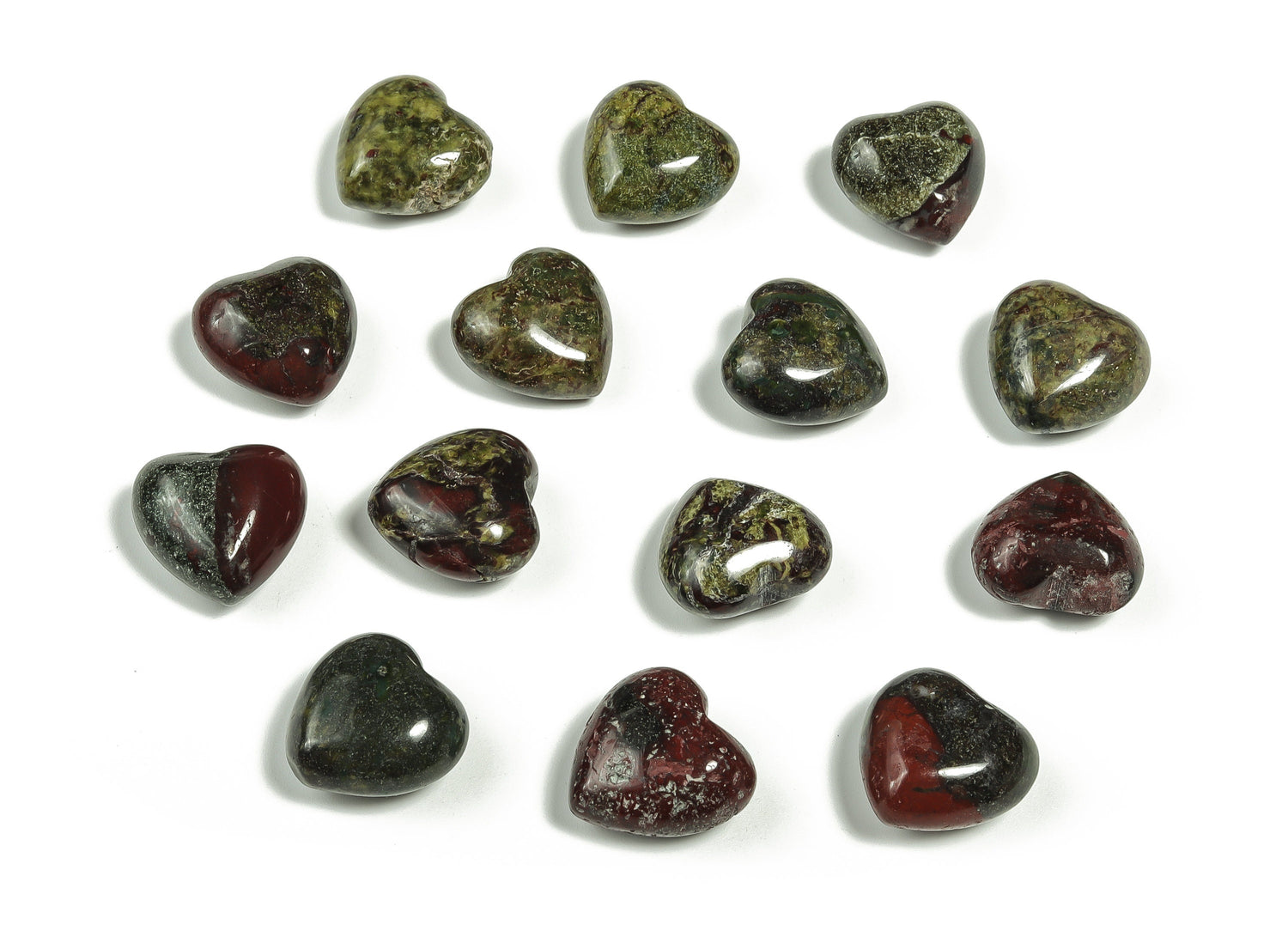 Dragon Blood Jasper Heart Gemstone - Puffy Heart Shaped - 15x15x9mm - HE1018
