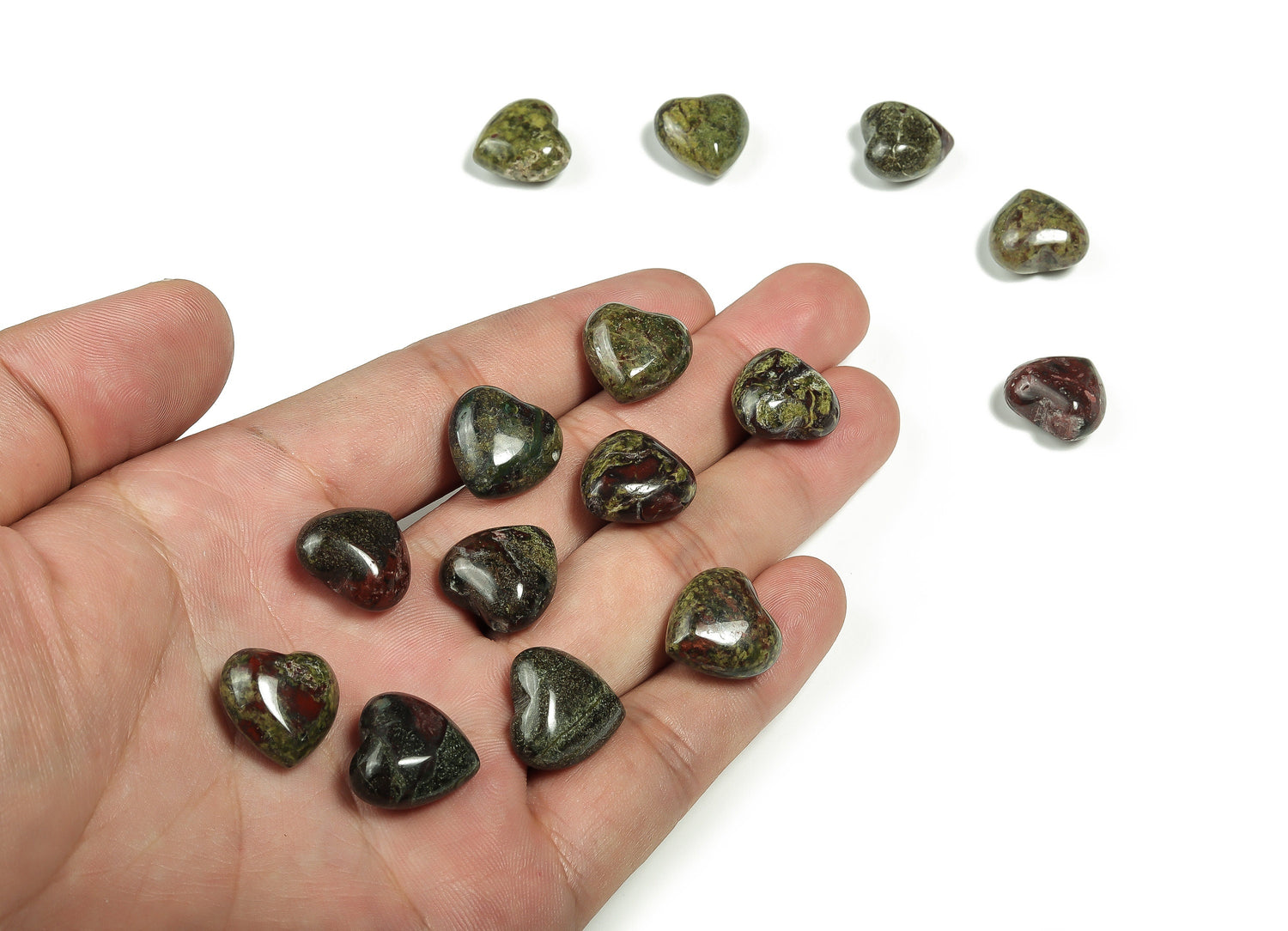 Dragon Blood Jasper Heart Gemstone - Puffy Heart Shaped - 15x15x9mm - HE1018