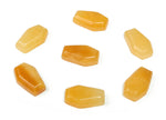 Yellow jade coffin crystal carving, 30mm gemstone with detailed coffin shape from GemstoneGO.