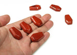 Red Jasper coffin-shaped crystal cabochon carved for healing and decorative use, 30mm size by GemstoneGO.