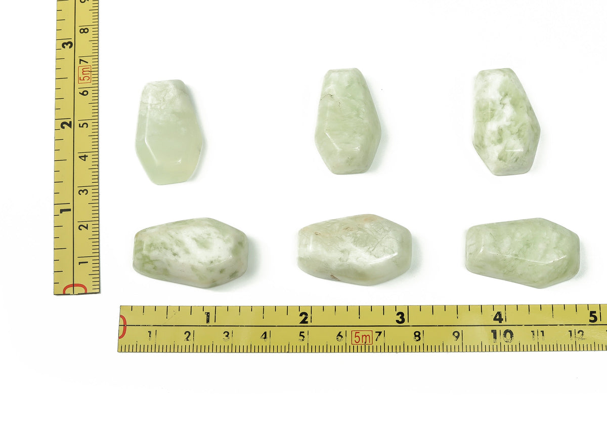 Jade coffin crystal cabochon carving, 30mm gemstone from GemstoneGO, featuring detailed jade design with smooth polished surface.