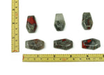 African Bloodstone coffin-shaped crystal cabochon, 30mm gemstone carving by GemstoneGO featuring deep green and red mineral patterns.