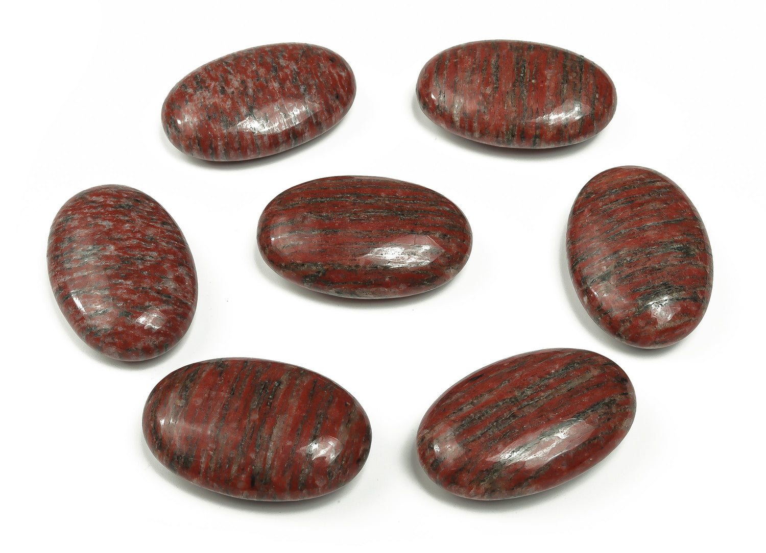 Red Sesame Jasper Palm Gemstone - Spa Stone - 45x35mm - PA1023