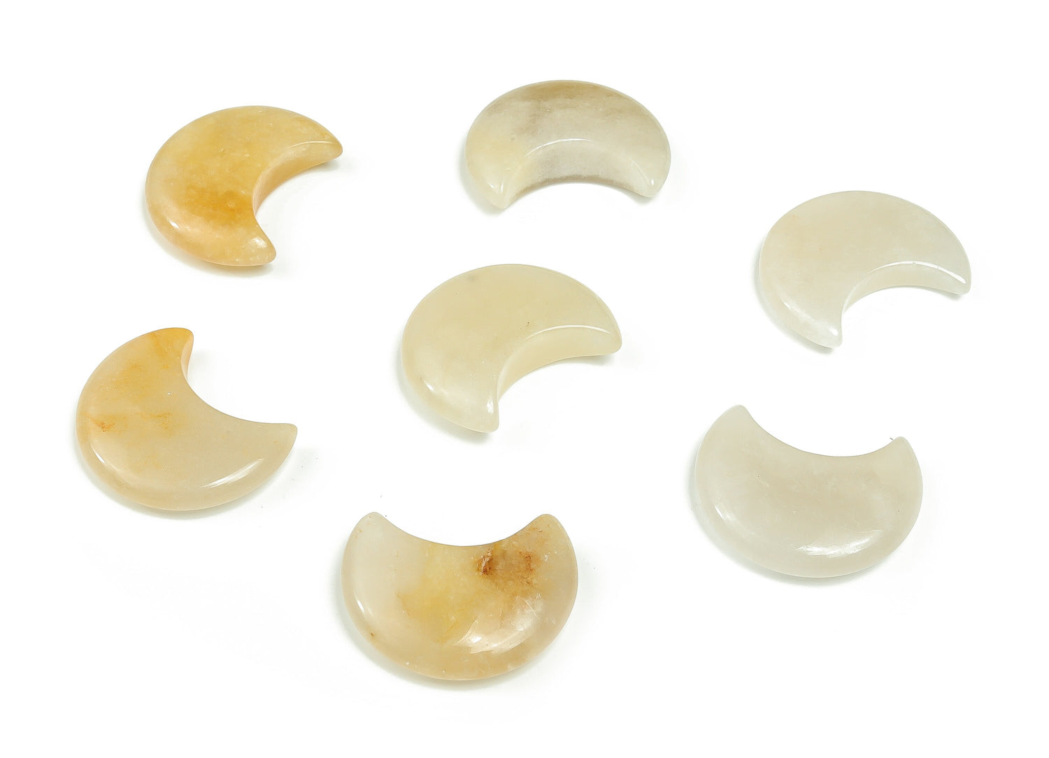 Lune en jade jaune - Lune en cristal - Lune sculptée - Cristal de guérison - Croissant de lune en pierre précieuse - 3 x 1,6 cm - MO1042