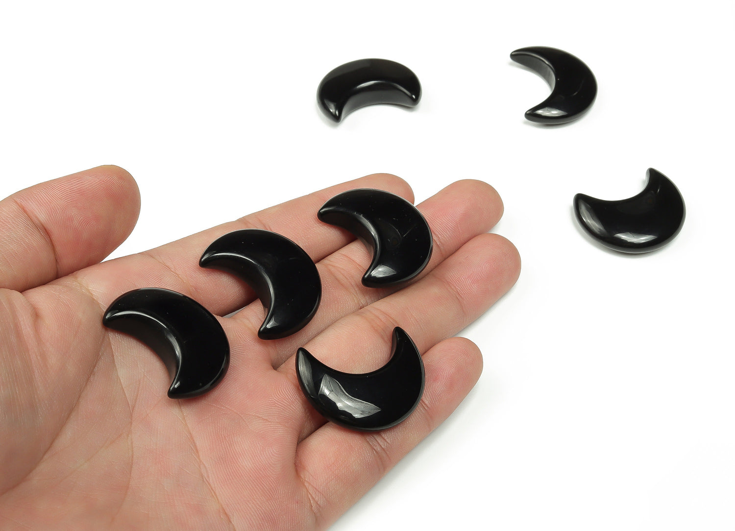 Obsidian Gemstone Moon - 30mm - MO1043