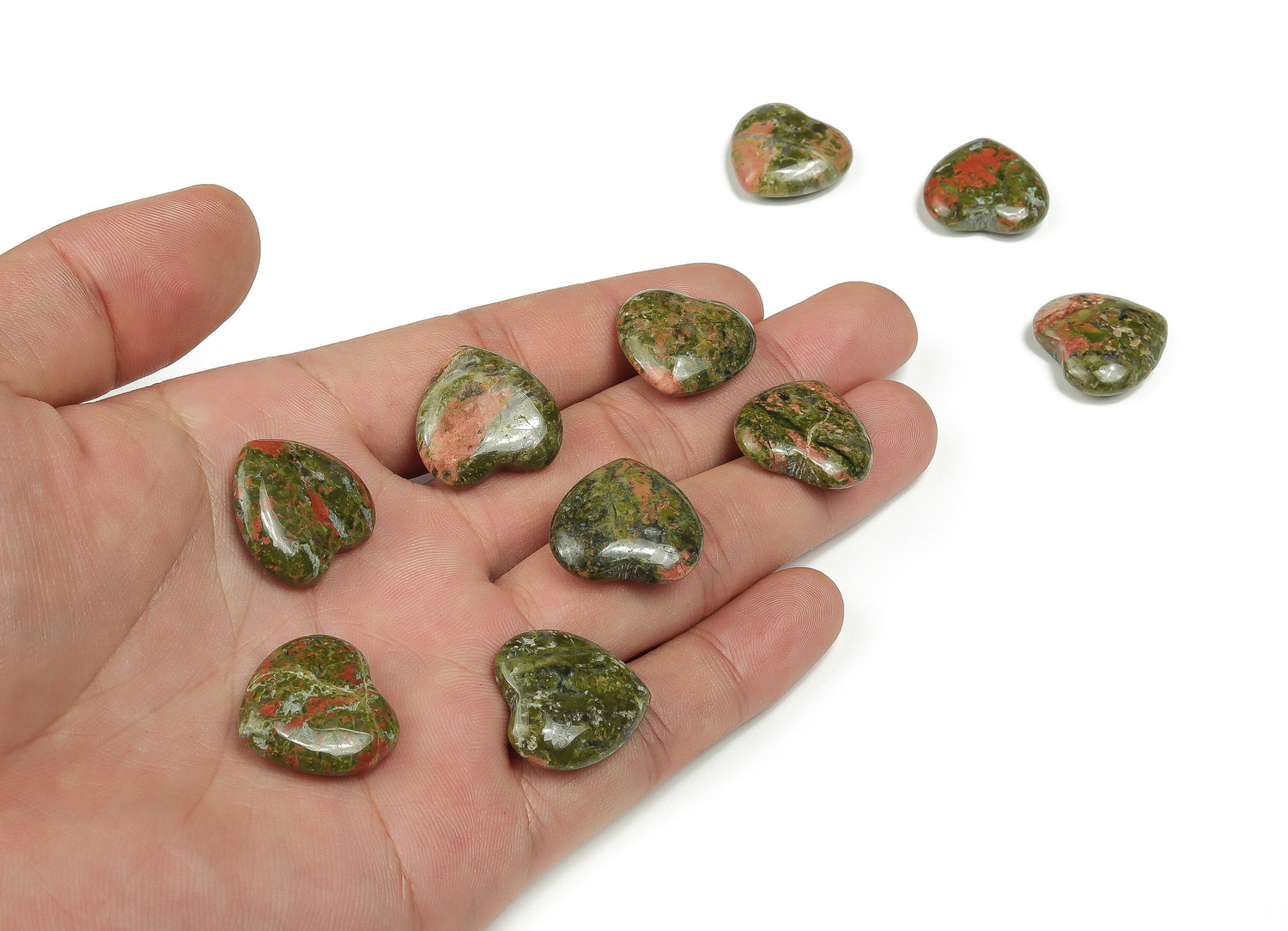 Unakite Heart Gemstone - 20X20X6mm - HE1053