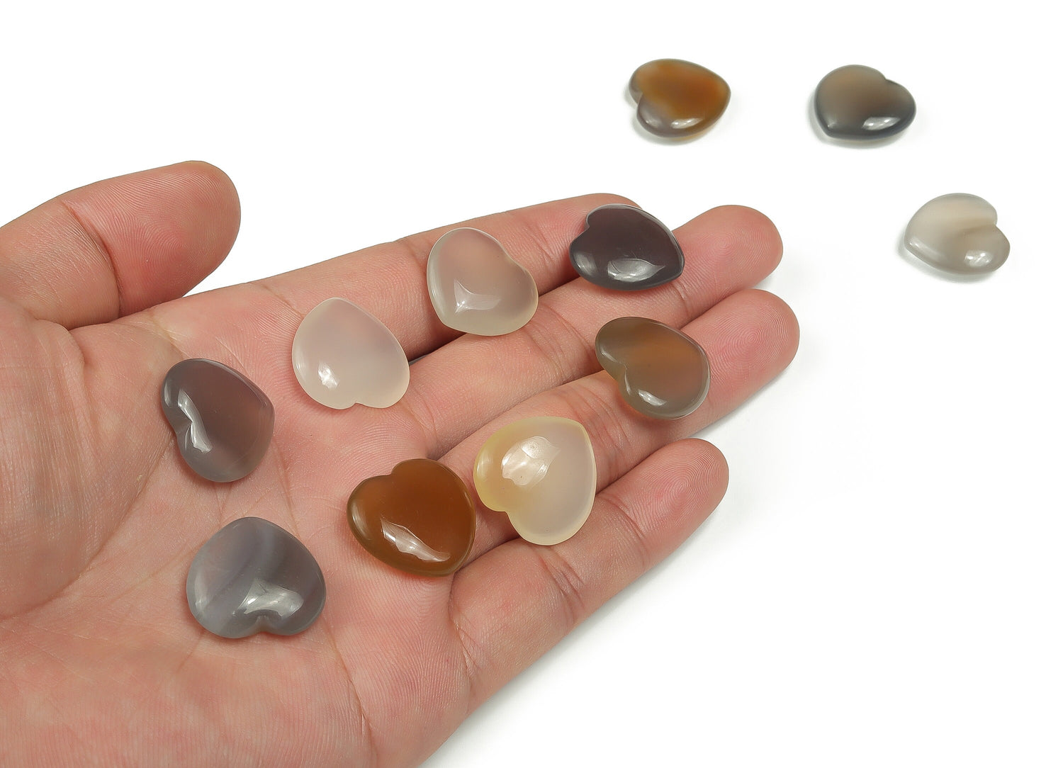 Grey Agate Heart Gemstone - 20x20x6mm - HE1055