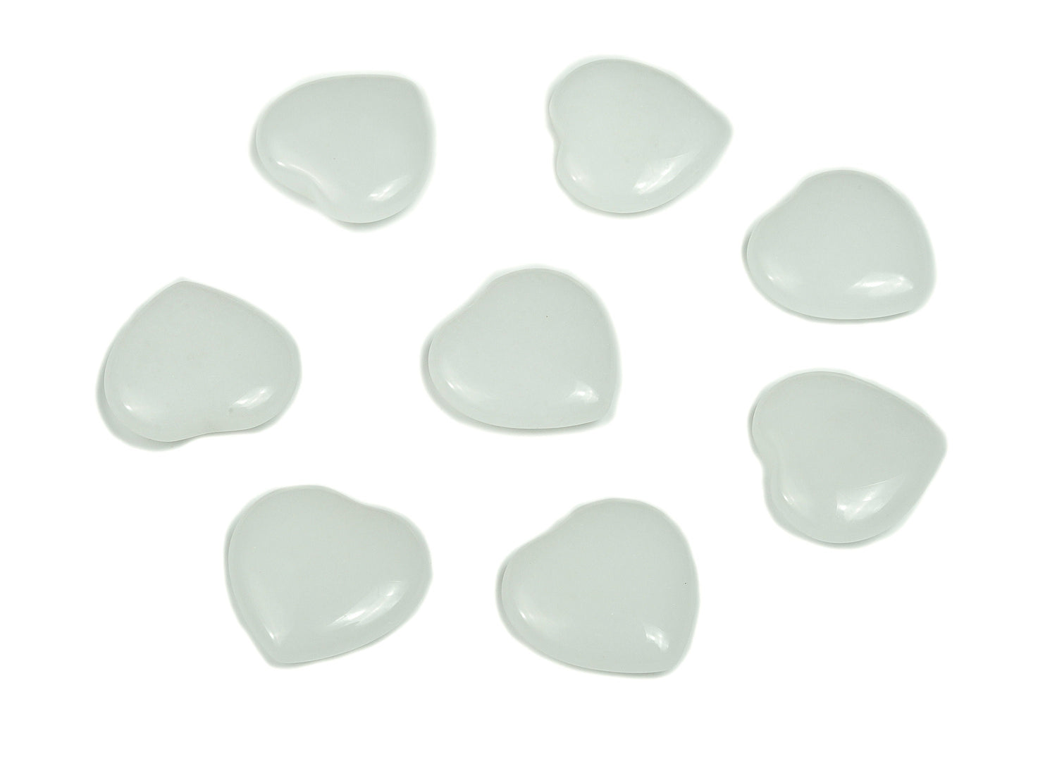 White Jade Heart Gemstone - 20x20x6mm - HE1057