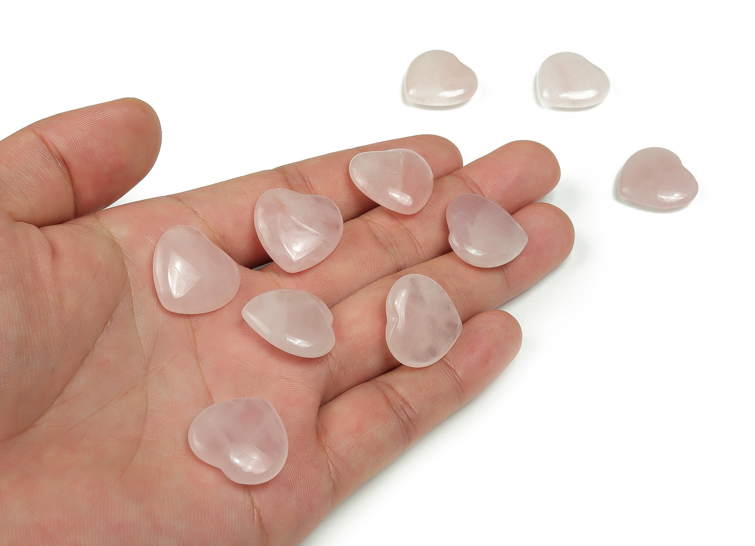 Pierre précieuse plate en quartz rose en forme de cœur - Pierres de guérison - Cœur sculpté - Pierres naturelles - 20 x 20 x 6 cm - HE1066