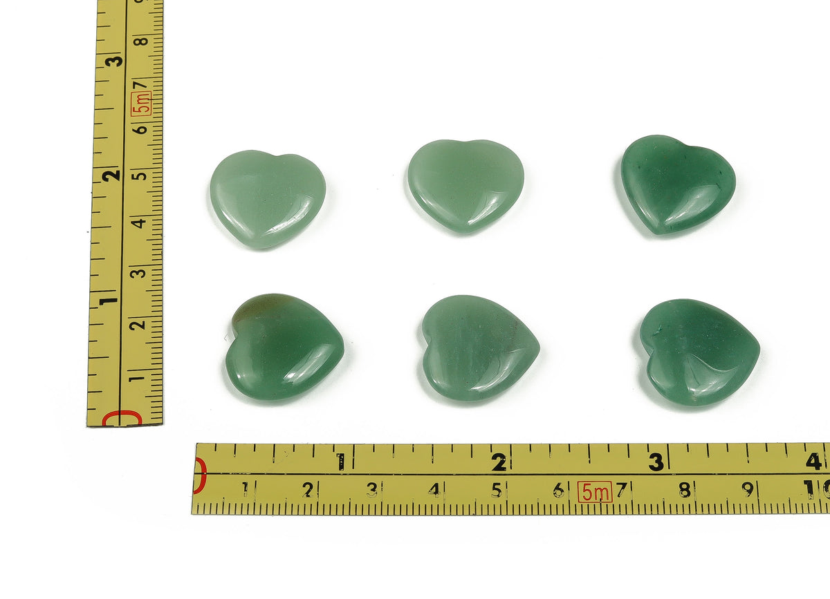 Aventurine heart-shaped gemstone measuring 20x20x6mm from GemstoneGO, showcasing vibrant green color and polished surface.