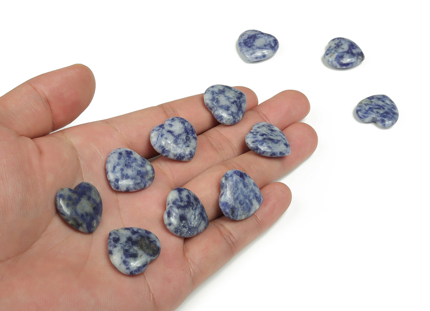 Blue Spot Jasper Heart Gemstone - 20x20x6mm - HE1075