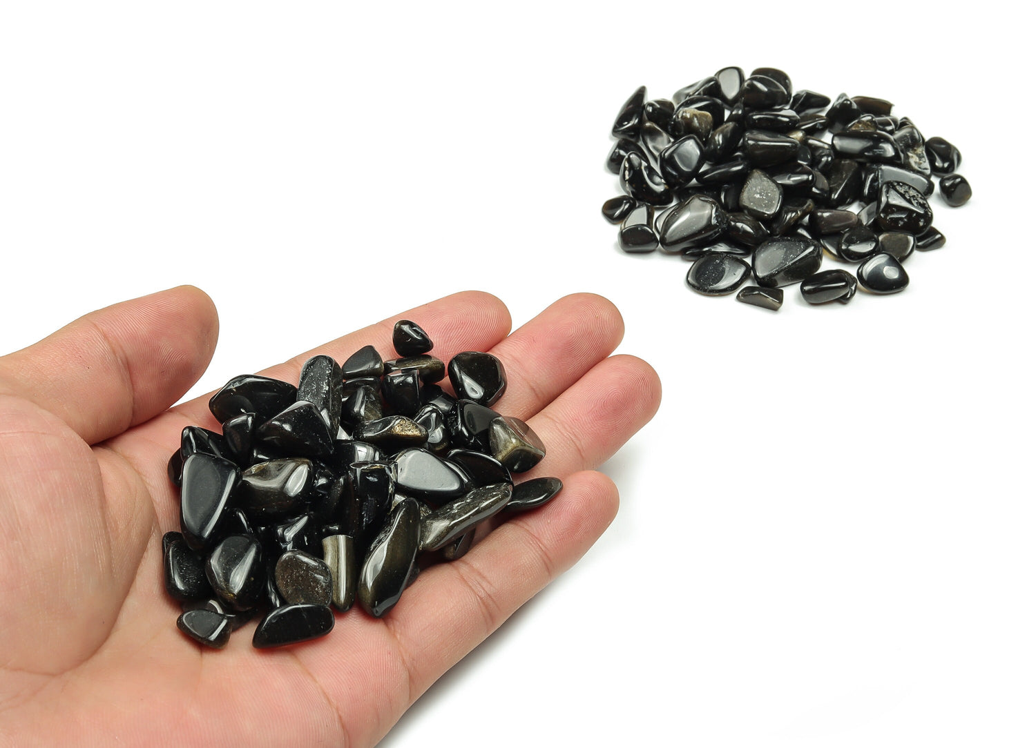Golden Sheen Obsidian Crystal Chips - Semi Tumbled Stone - Bulk - 7-12mm - CP1060