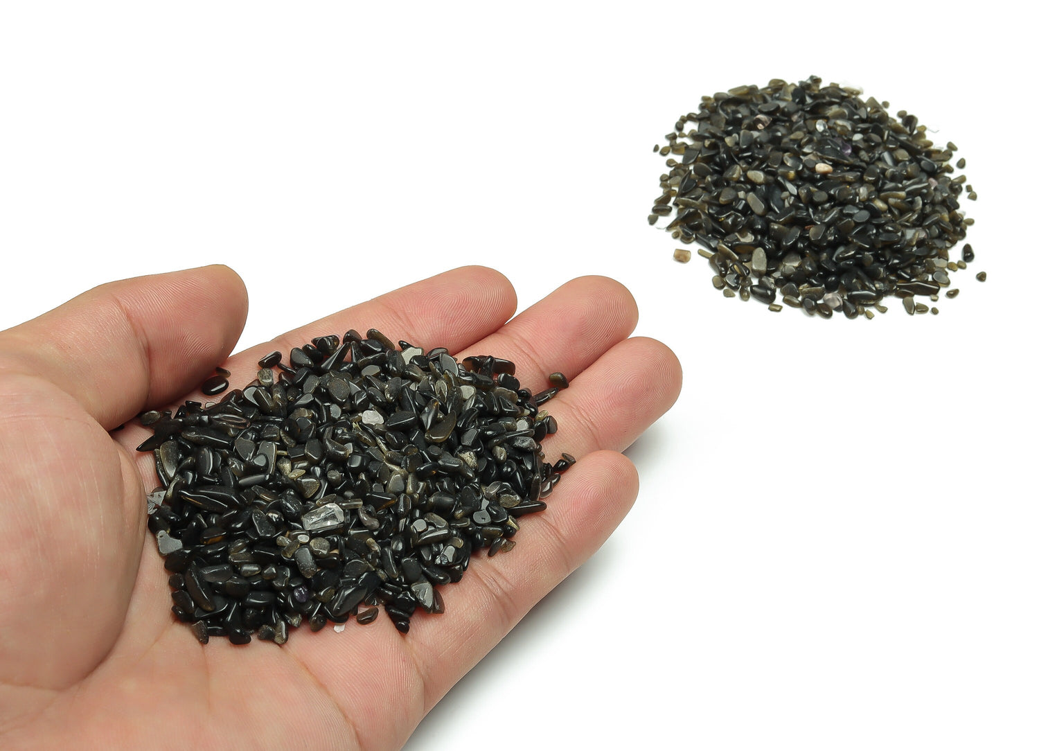 Golden Sheen Obsidian Crystal Chips - Semi Tumbled Stone - Bulk - 2-6mm - CP1059