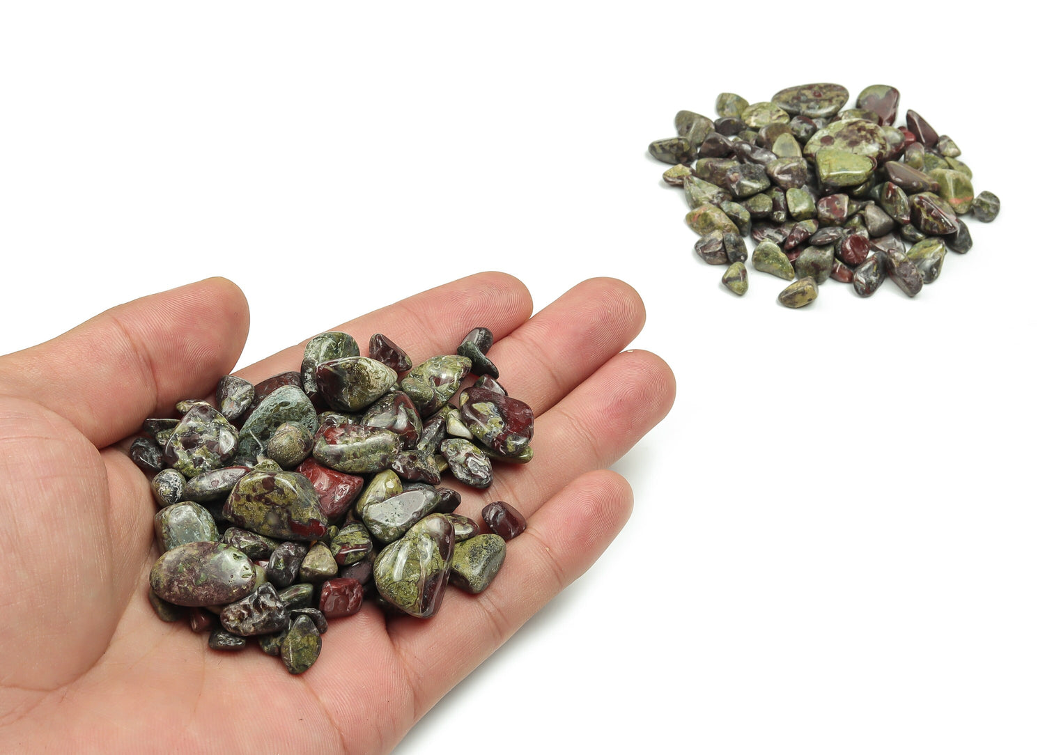 Dragon Blood Jasper Crystal Chips - Semi Tumbled Stone - Bulk - 7-12mm - CP1046