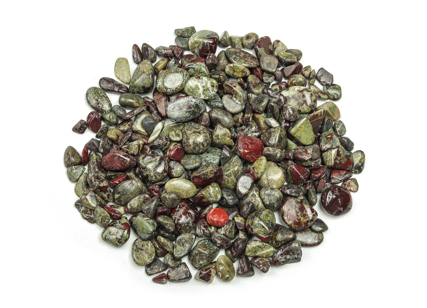 Dragon Blood Jasper Crystal Chips - Semi Tumbled Stone - Bulk - 7-12mm - CP1046