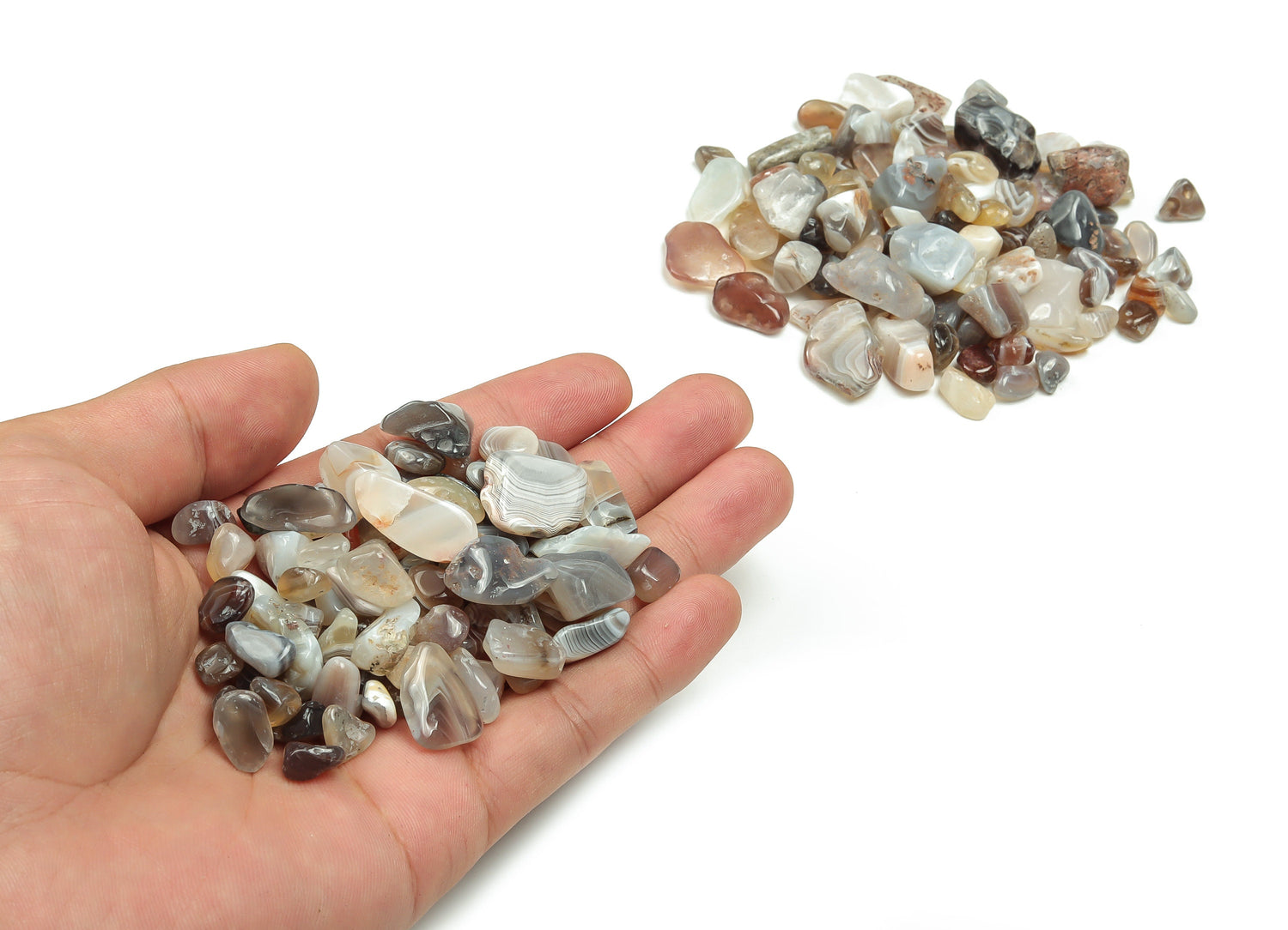 Botswana Agate Crystal Chips - Semi Tumbled Stone - Bulk - 7-12mm - CP1077