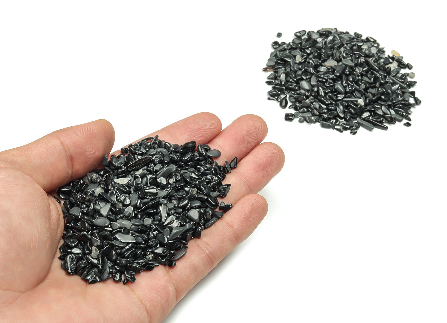 Black Tourmaline Crystal Chips - Semi Tumbled Stone - Bulk - 2-6mm - CP1082