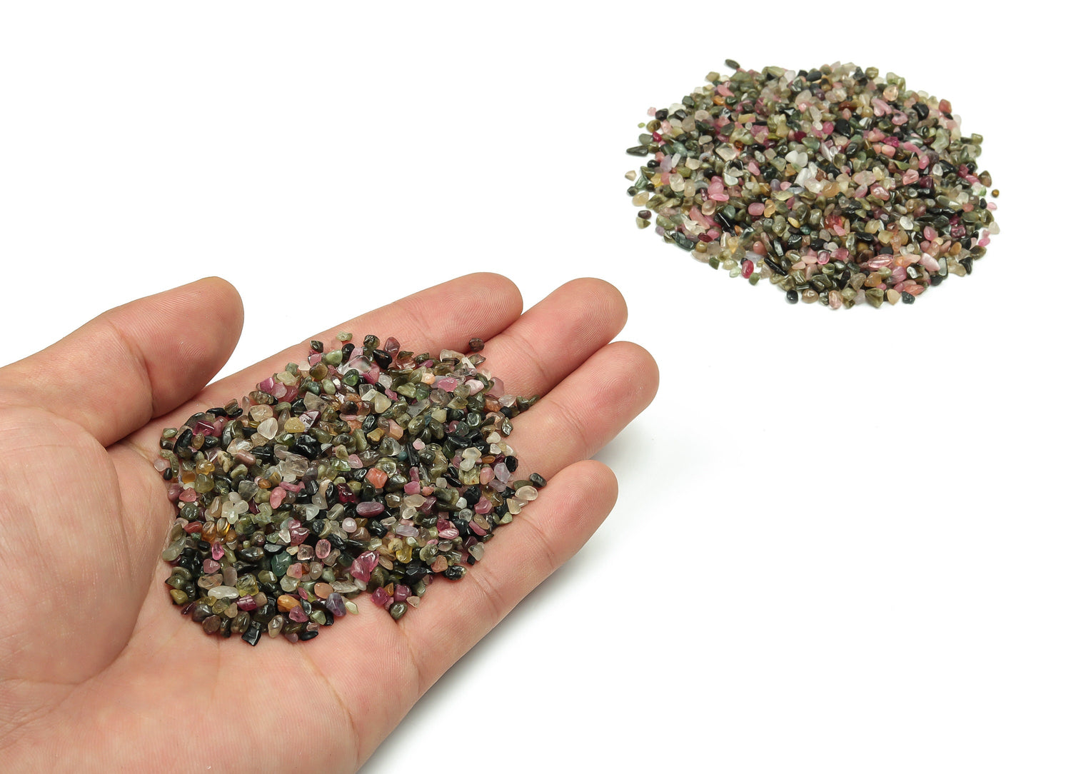 Rainbow Tourmaline Crystal Chips - Semi Tumbled Stone - Bulk - 2-6mm  - CP1087