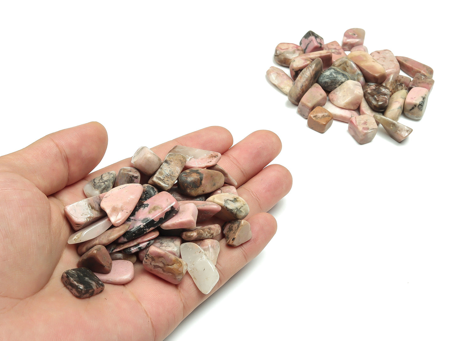 Rhodonite Crystal Chips - Semi Tumbled Stone - Bulk- 7-12mm - CP1129