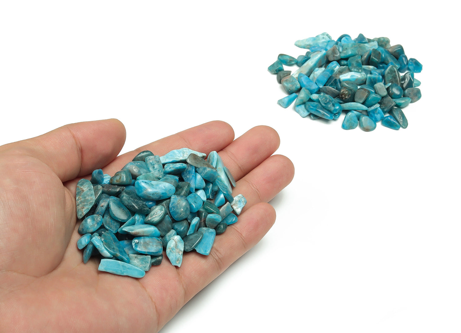 Blue Apatite Crystal Chips - Semi Tumbled Stone - Bulk - 7-12mm - CP1133