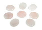 Rose Quartz flat gemstone slab from GemstoneGO, measuring 30x25x7mm, showing smooth pink crystal surface and natural stone texture.
