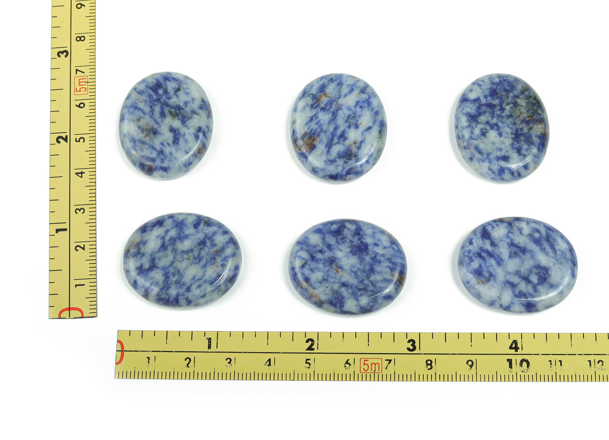 Blue Spot Jasper flat gemstone slab, 30x25x7mm, with vibrant blue spots and natural crystal texture from GemstoneGO.