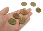 Unakite flat gemstone slab from GemstoneGO, showing a 30x25x7 cm colorful crystal with natural patterns and smooth edges.