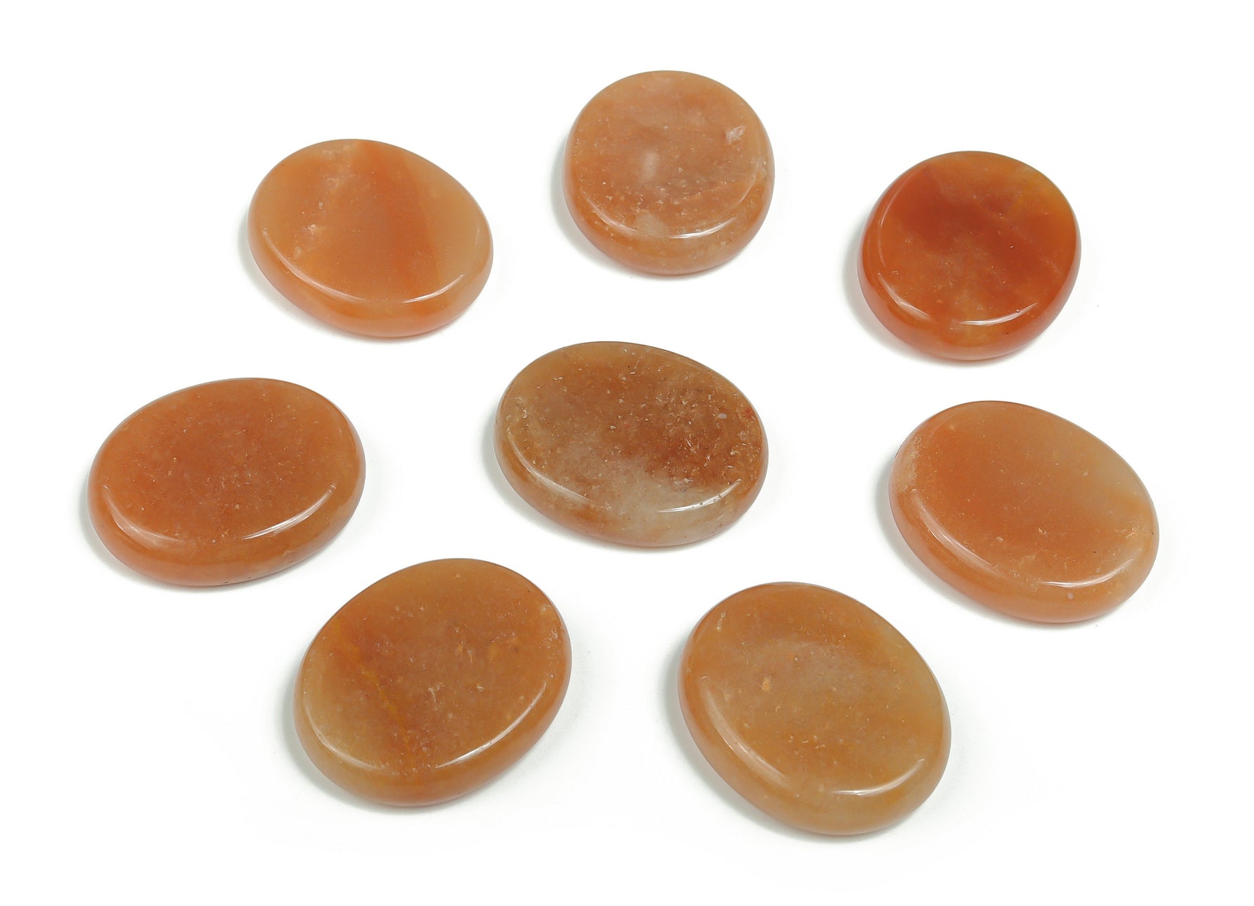 Orange aventurine flat gemstone slab from GemstoneGO, 30x25x7 cm, showcasing its vibrant orange color and smooth polished surface.