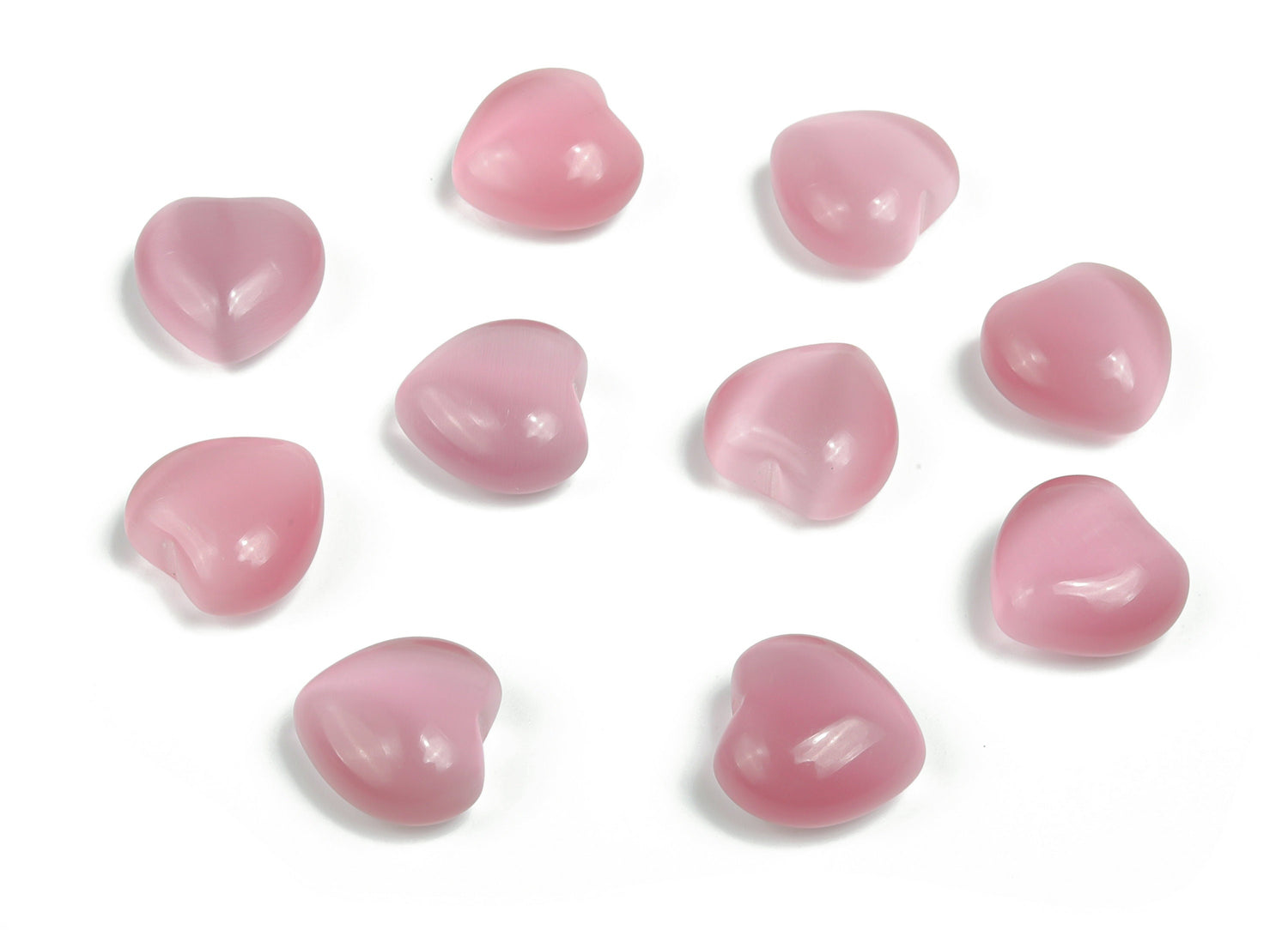 Pierre précieuse œil-de-chat rose en forme de cœur - Cœur bombé ?€? Cristaux de guérison - Pierre bienfaisante ?€? Cœurs en cristal ?€? 15 x 15 x 9 mm - HE1029