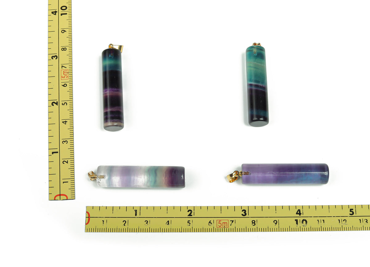 Rainbow fluorite crystal pendant from GemstoneGO featuring vibrant, multicolored fluorite stone on a silver chain.