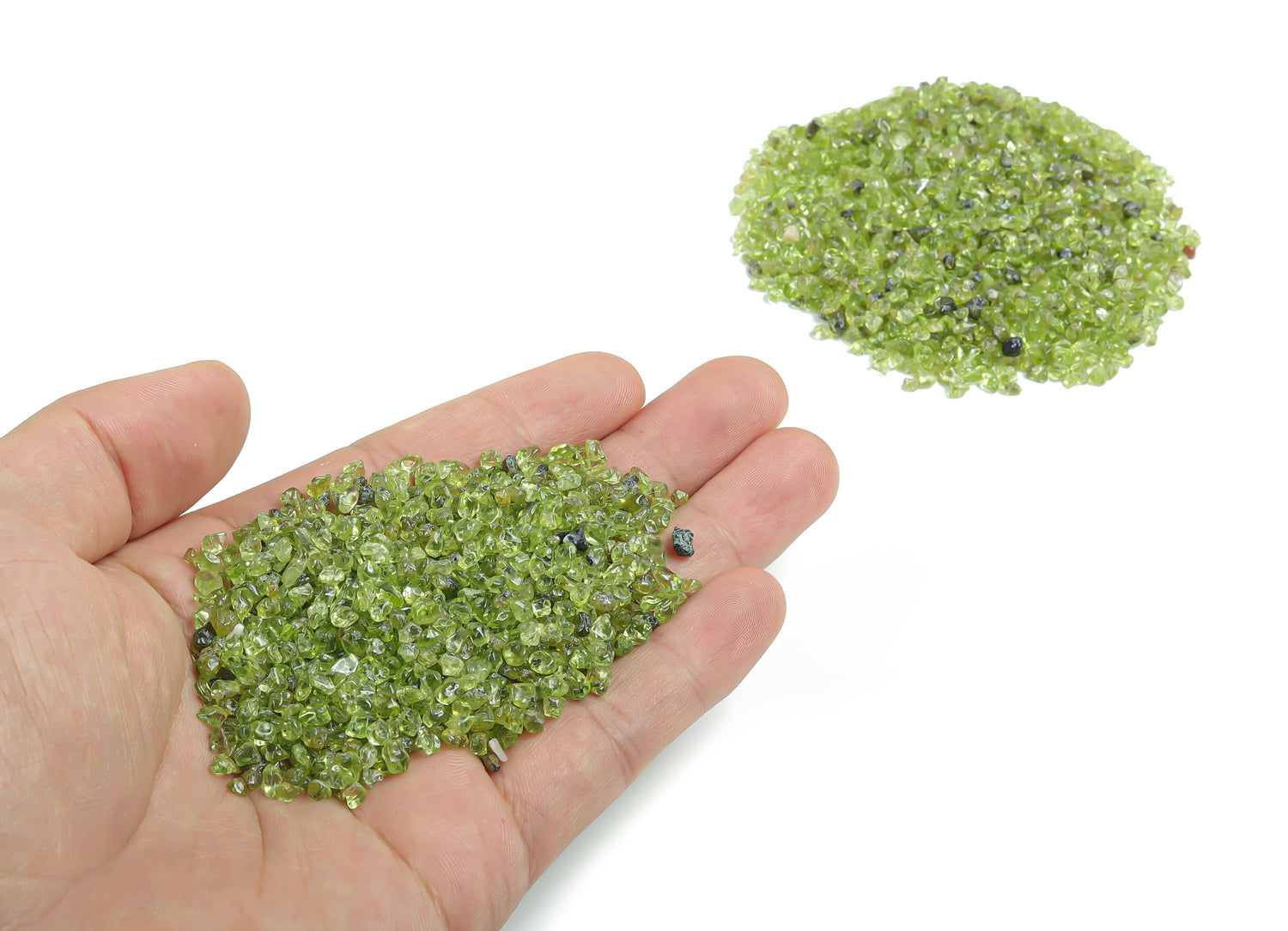 Peridot Crystal Chips - Olivine Chips - Semi Tumbled Stone - Bulk - 2-6mm - CP1021