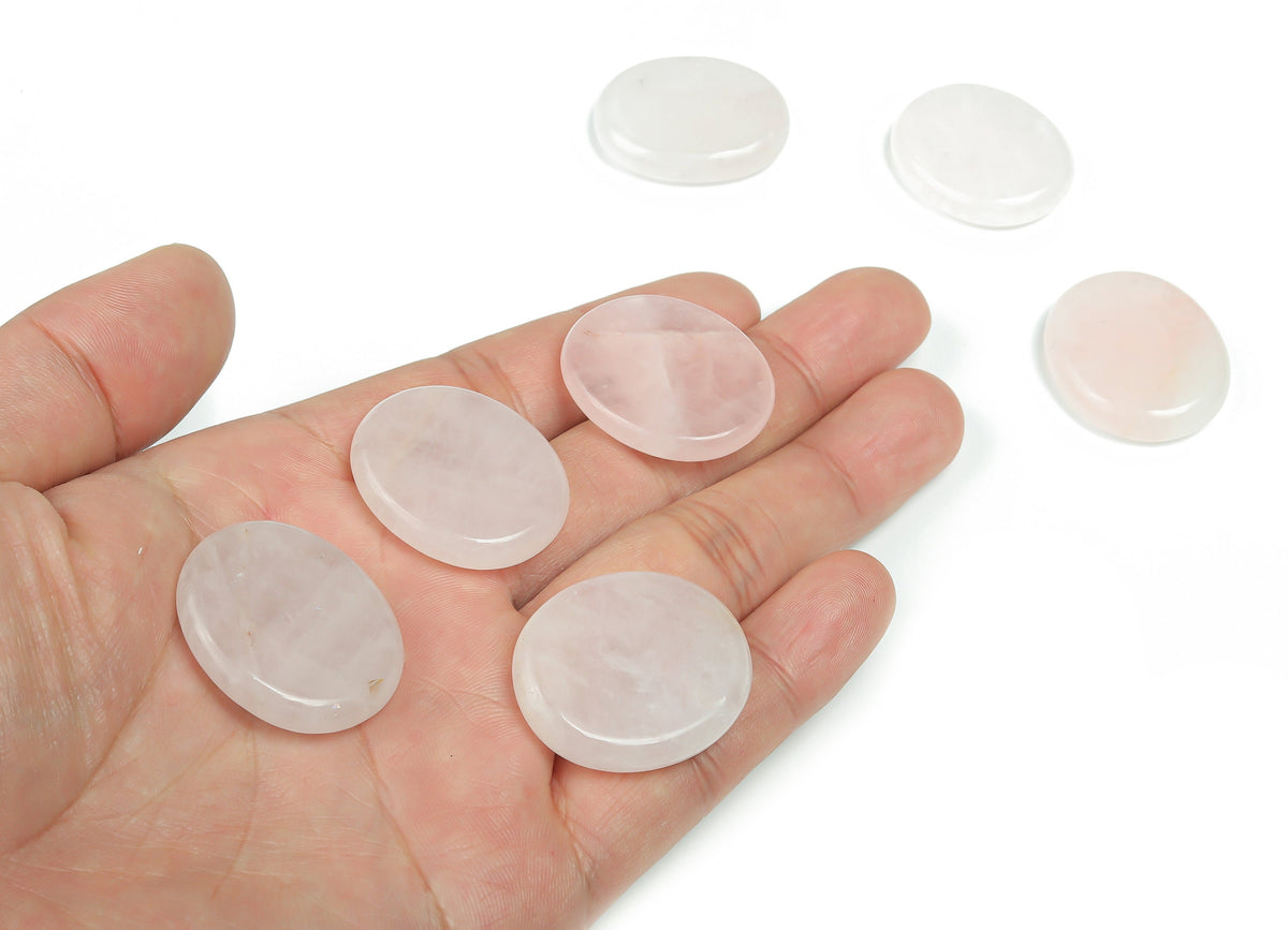 Rose Quartz flat gemstone slab, 30x25x7 mm, from GemstoneGO, showcasing the soft pink color and smooth polished surface.