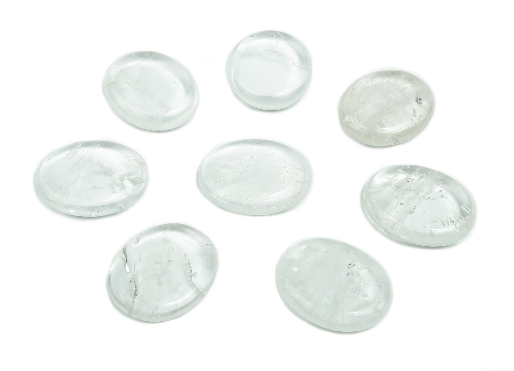 Clear quartz flat gemstone slab from GemstoneGO, showing a 30x25x7 cm crystal with natural clarity and smooth polished surface.
